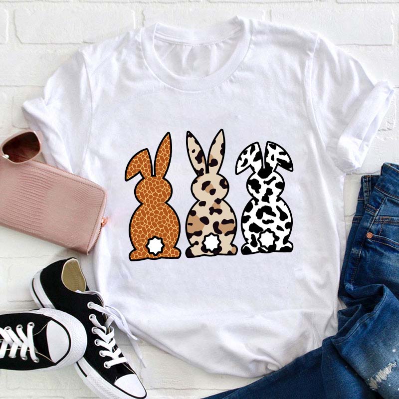 Leopard Bunnies Teacher T-Shirt Sale-Teachersgram