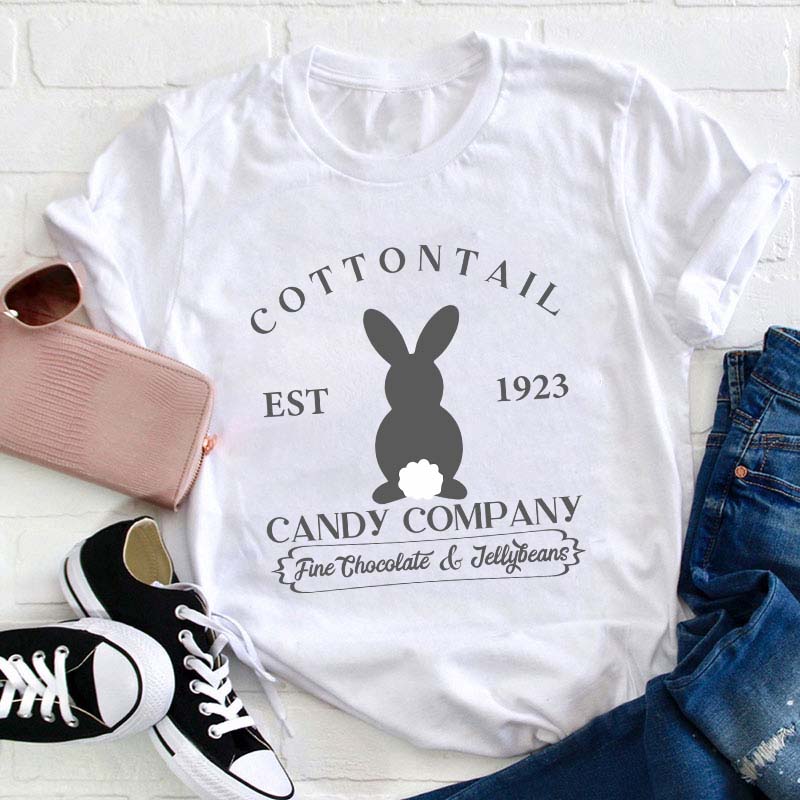 Cottontail Candy Company Easter Teacher T-Shirt Sale-Teachersgram
