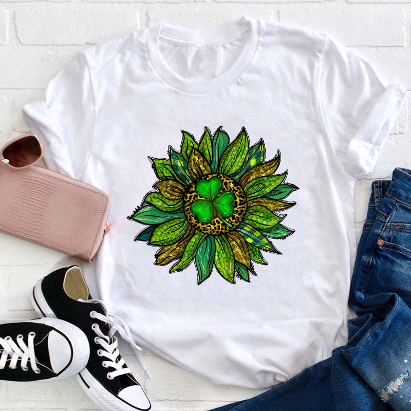 Patricks Day Sunflower Teacher T-Shirt