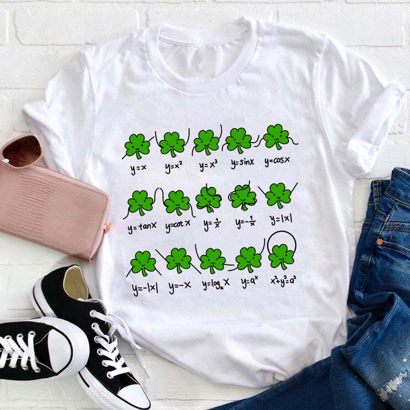 Shamrock Math St Patricks Day Teacher T-Shirt Sale-Teachersgram