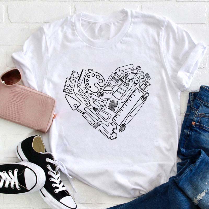 Art Heart Shape Teacher T-Shirt