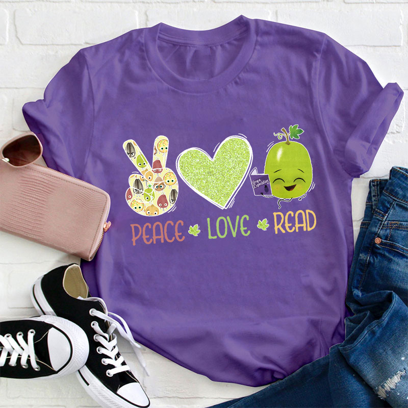 Peace Love Read Teacher T-Shirt