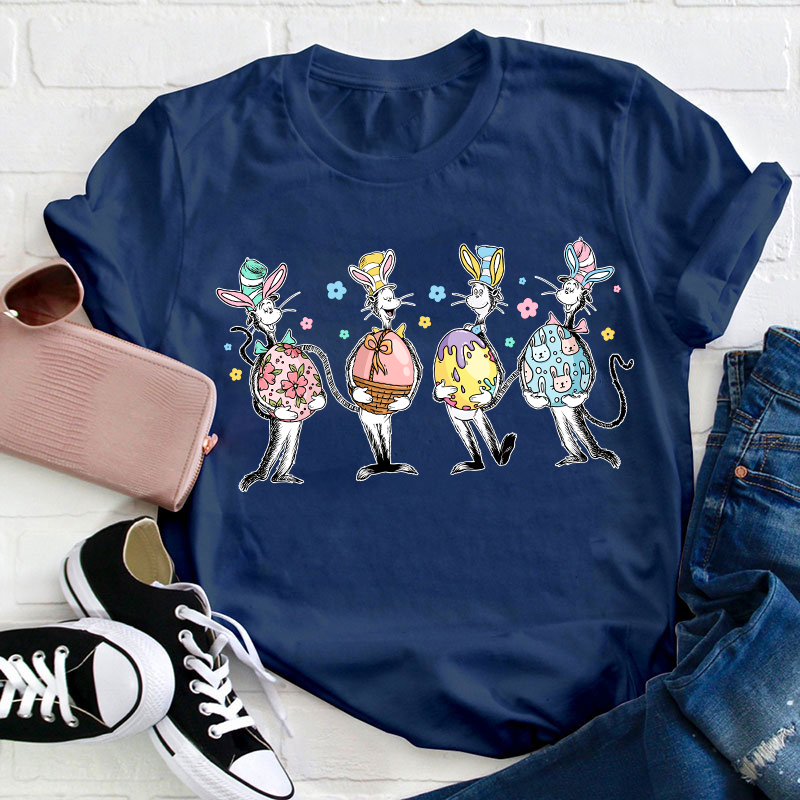 Happy Easter Cute Cat Teacher T-Shirt