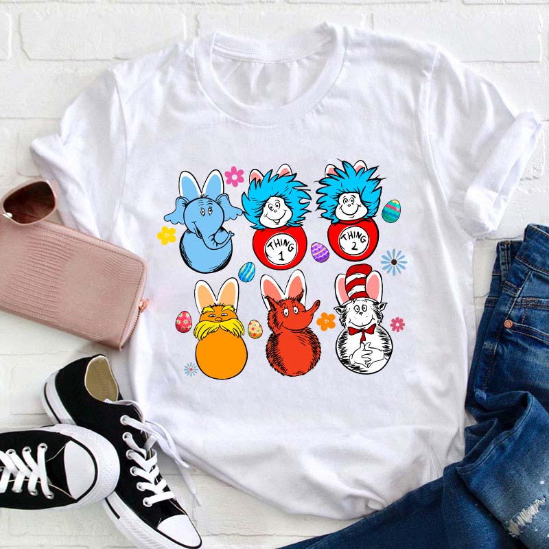 Easter Cartoon Bunny Teacher T-Shirt Sale-Teachersgram