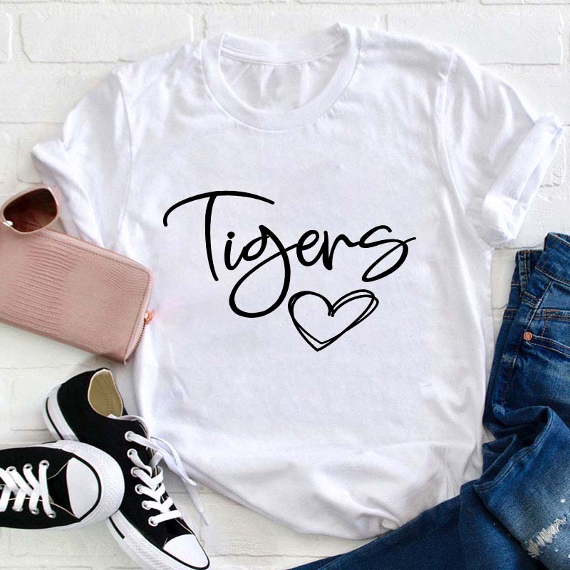 Personalized Name Mascot Heart Teacher T-Shirt Sale-Teachersgram