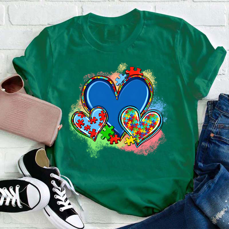 Autism Heart Neurodiversity Teacher T-Shirt
