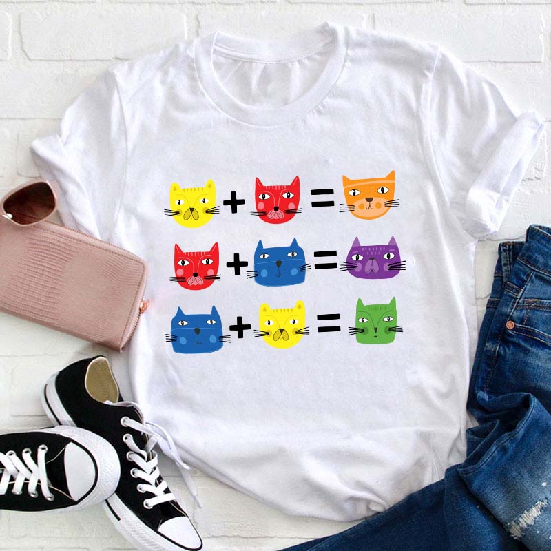 Cat Themed Color Theory Teacher T-Shirt