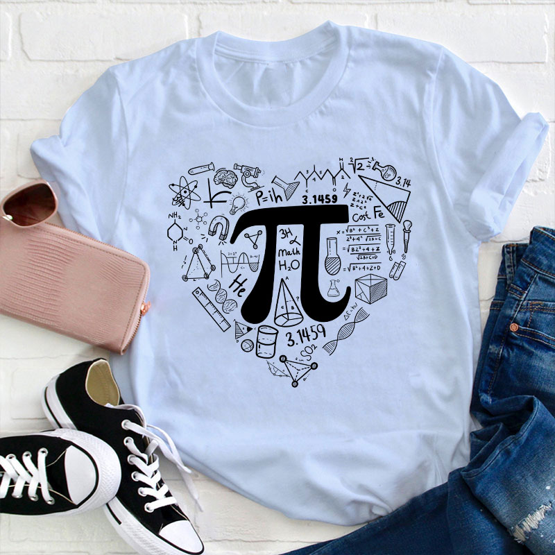 Pi Day Math Heart Teacher T-Shirt