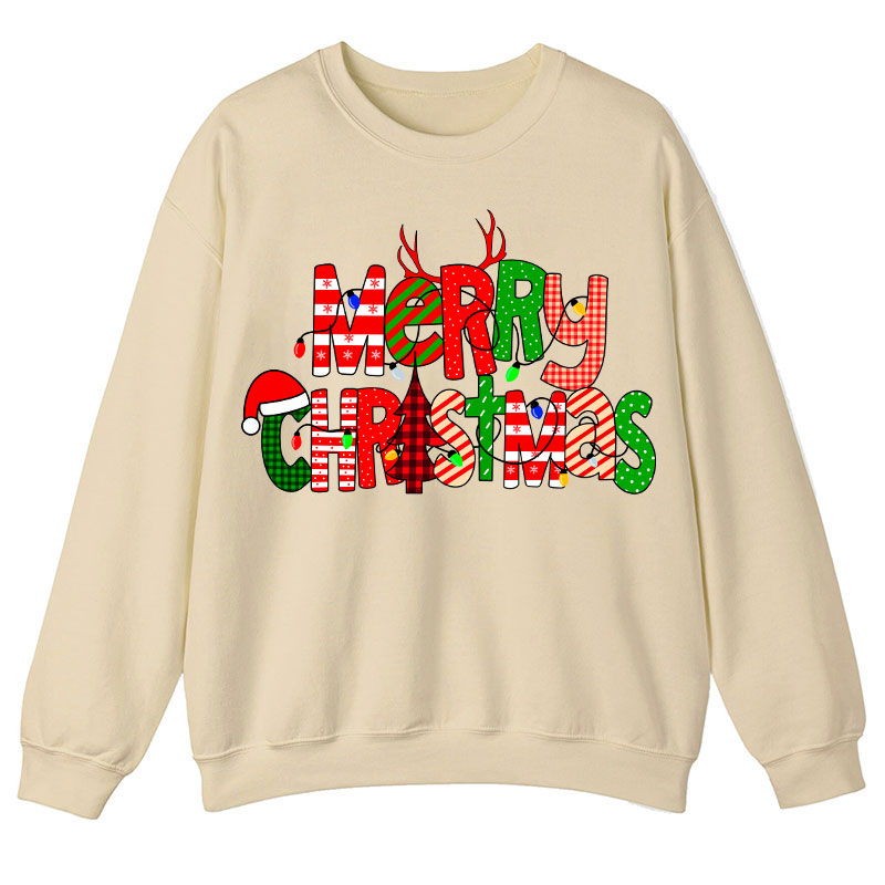 Merry Christmas With Rich Pattern Teacher Sweatshirt