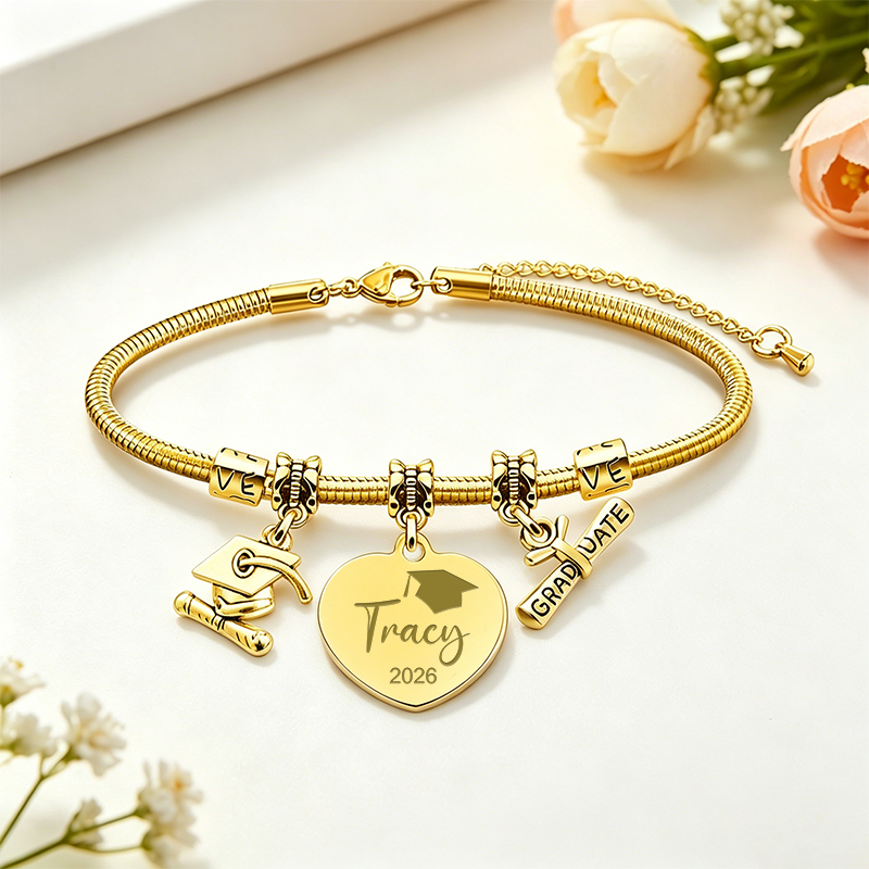 Personalized Name Graduation Keepsake Teacher Metal Bracelet