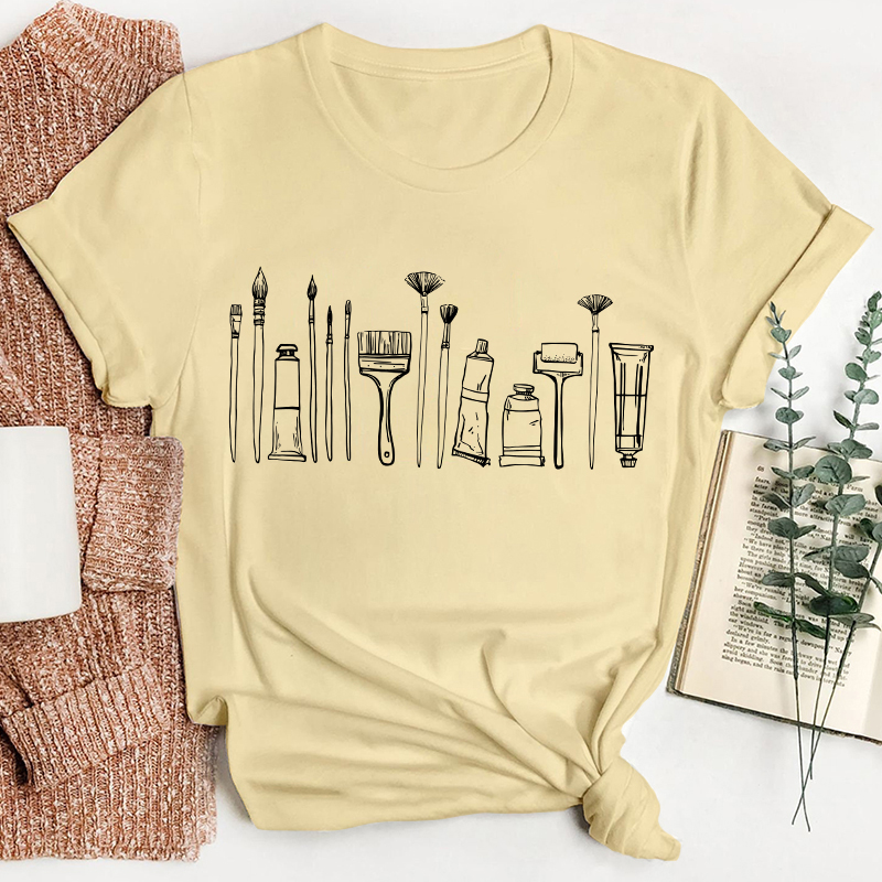 Paint Brushes Teacher T-Shirt