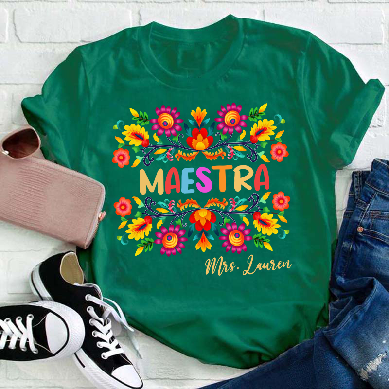 Personalized Name Maestra Teacher T-Shirt