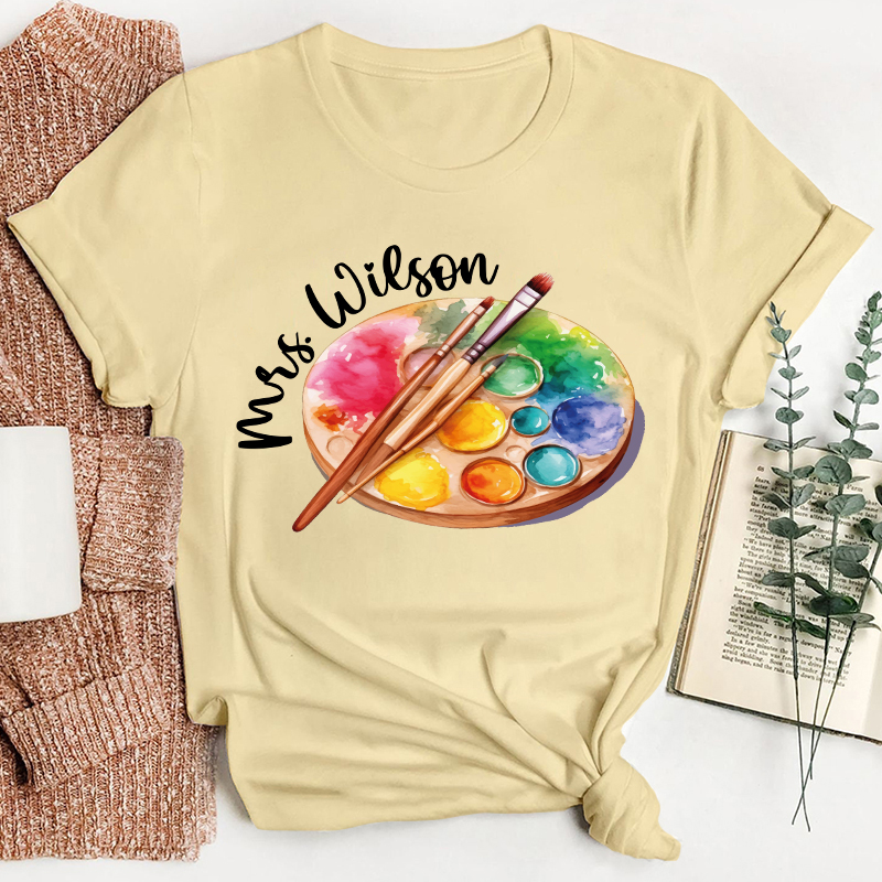 Personalized Artist Palette Teacher T-Shirt