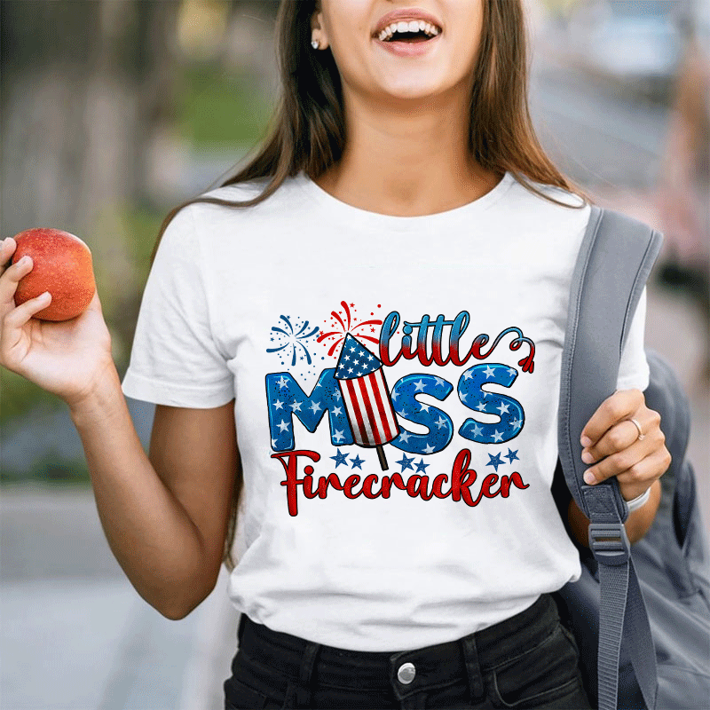 Little Miss Firecracker Teacher T-Shirt