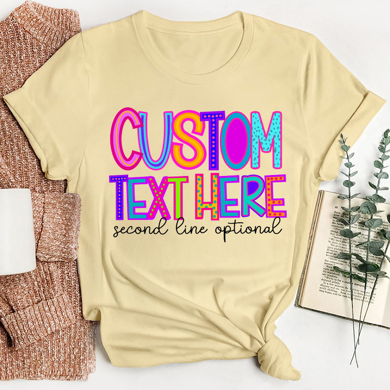 Personalized Name Neon Lights Teacher T-Shirt