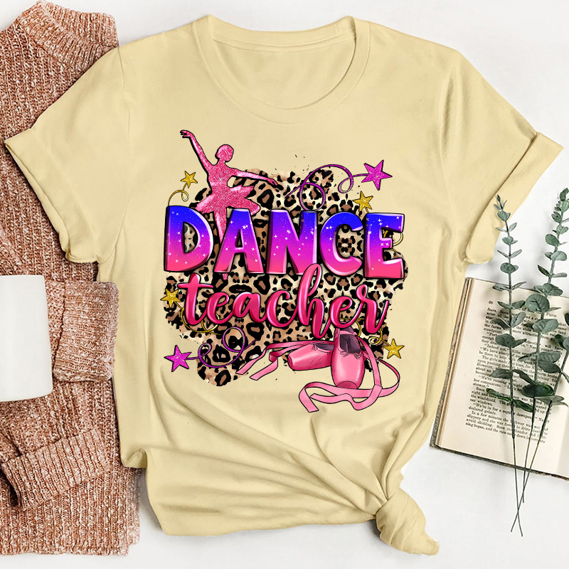 Leopard Print Pink Dance Teacher T-Shirt