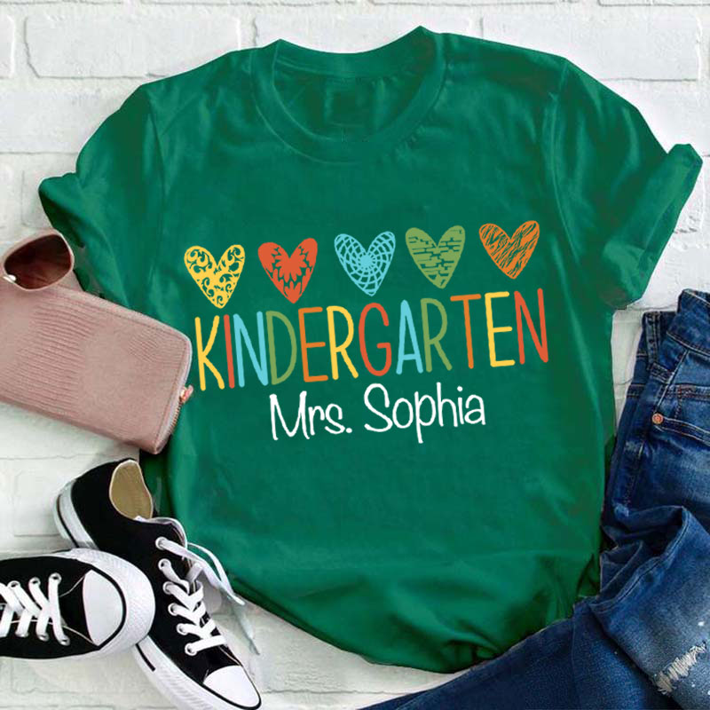 Personalized Grade And Name Kindergarten Teacher T-Shirt