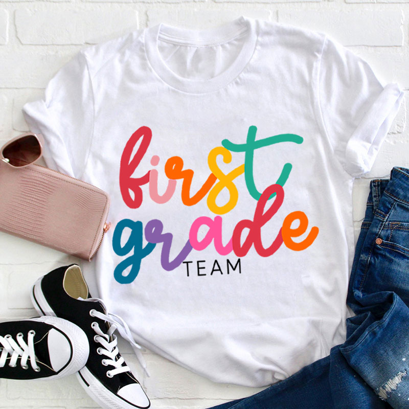 Personalized Simple Primary Color Teacher T-Shirt