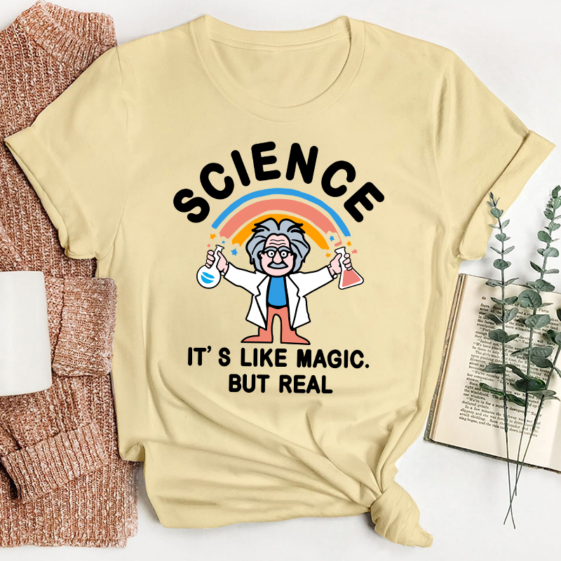 Rainbow Science It's Like Magic But Real Vintage Teacher T-Shirt