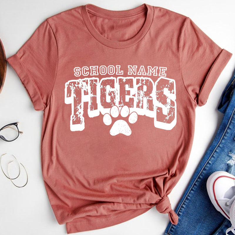 Personalized School Name Mascot And Paw Teacher T-Shirt