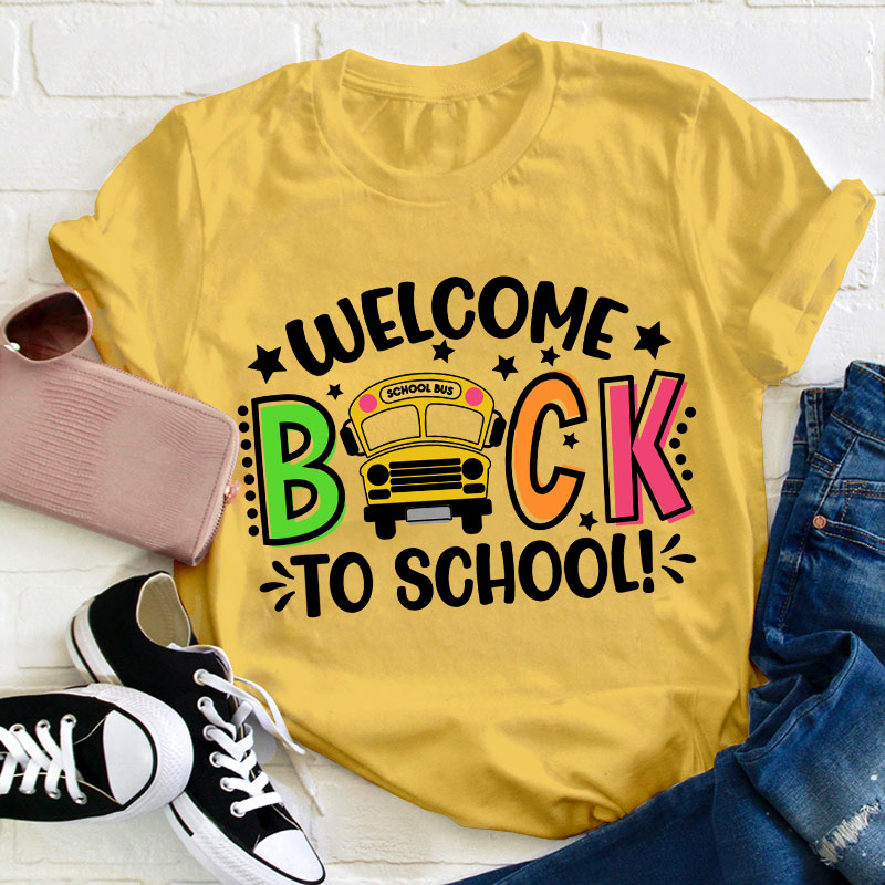 Welcome Back To School School Bus Print Teacher T-Shirt