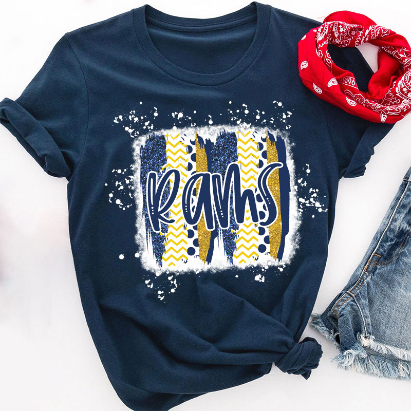 Personalized Brush Stroke Bleached Spirit Mascot Teacher T-Shirt