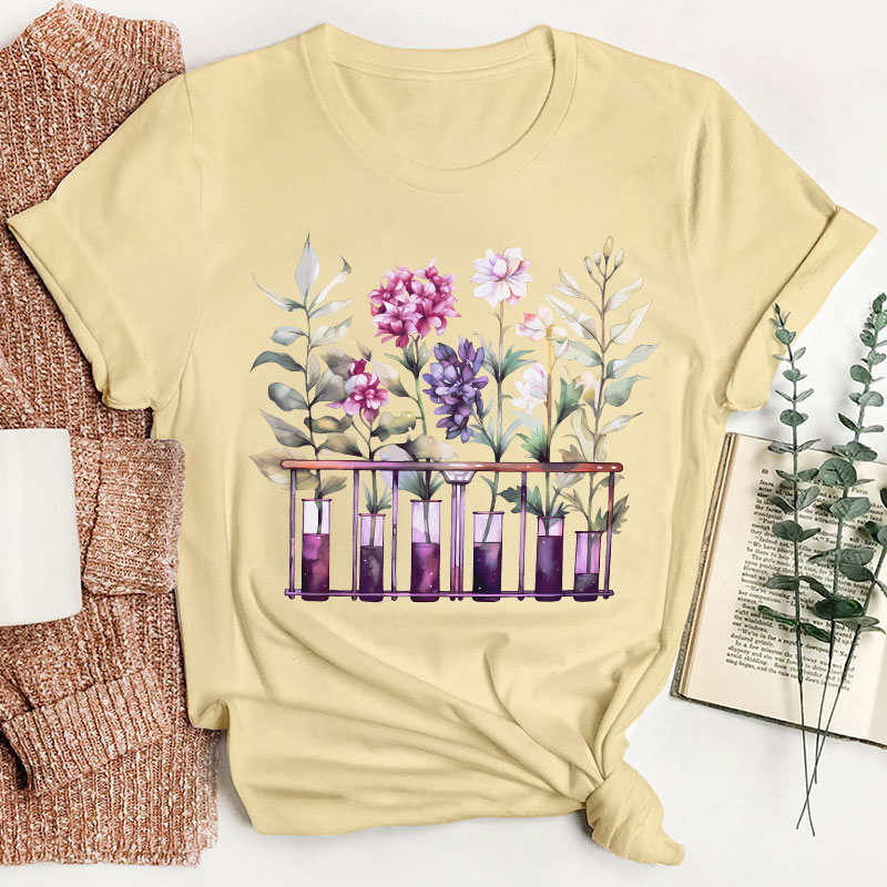 Chemistry Lab Science Flower Teacher T-Shirt