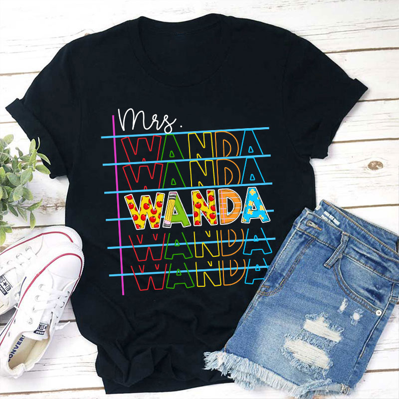 Personalized Colorful Name Teacher T-Shirt