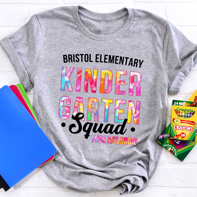 Personalized Tie Dye Style Name And Grade Teacher T-Shirt