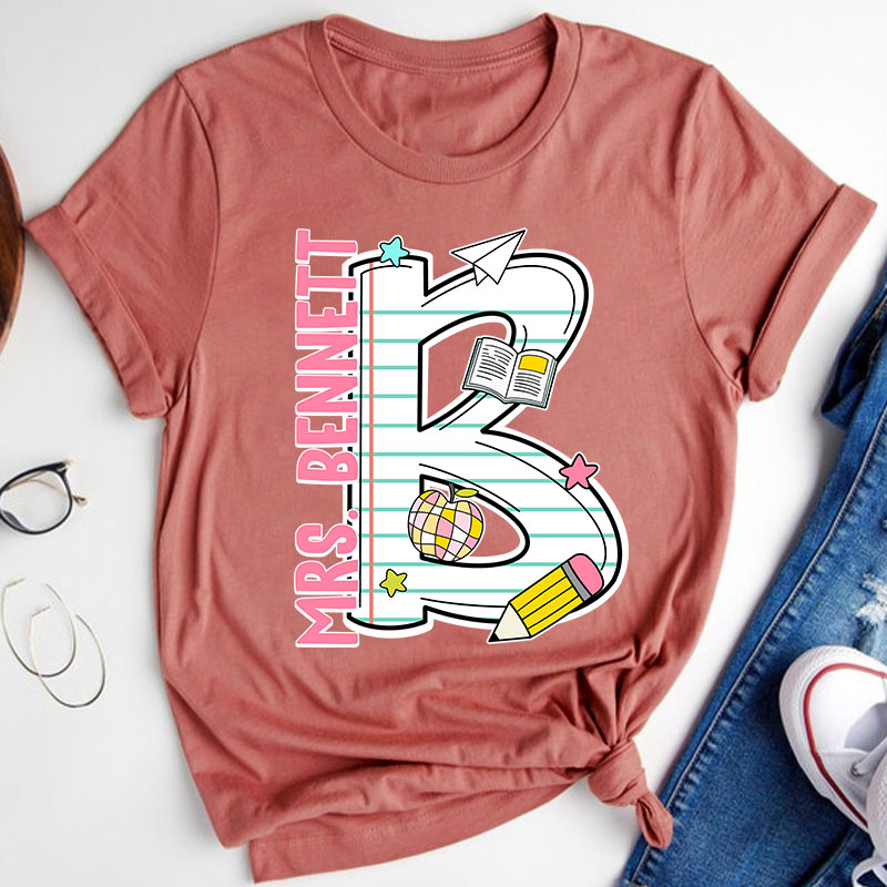 Personalized Teacher's Name Unique Initials Design Teacher T-Shirt