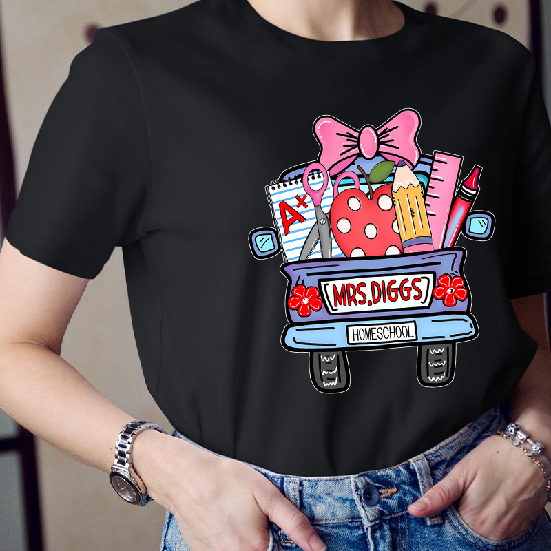 Personalized School Truck Teacher Name Teacher T-Shirt