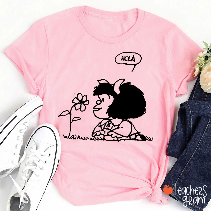 Hola Flower Spanish Teacher T-Shirt