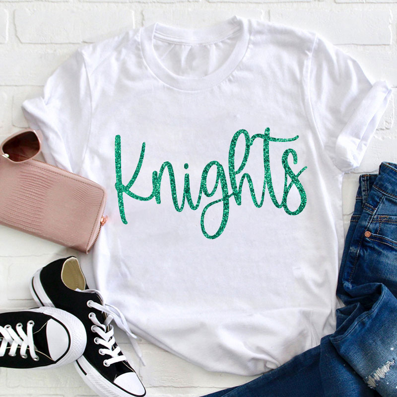 Personalized Glitter Font Mascot Teacher T-Shirt