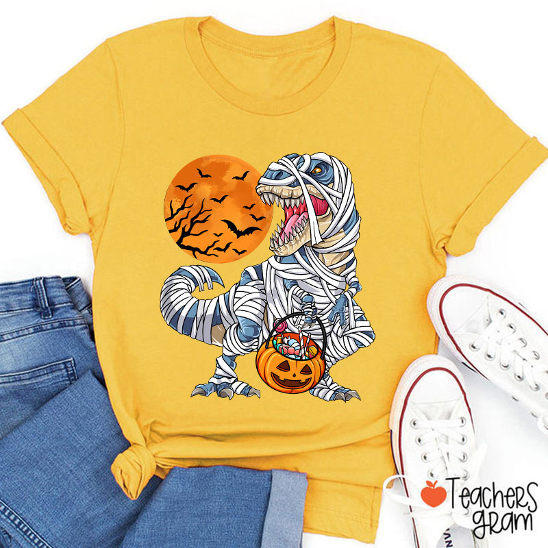 Happy Halloween Dinosaur Pumpkin Teacher T-Shirt