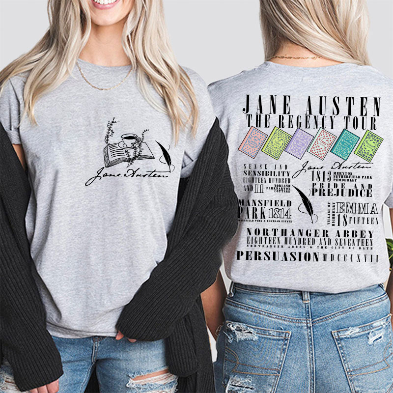 Jane Austen The Regency Tour Teacher Two Sided T-Shirt