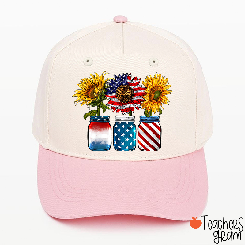 America Sunflower Teacher Baseball Cap