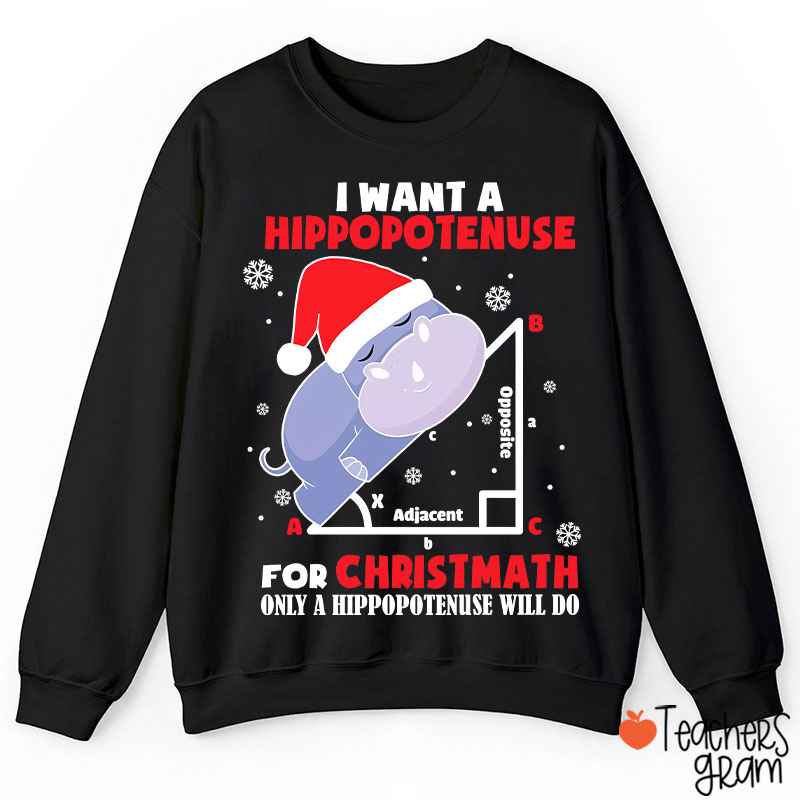 I Want A Hippopotenuse For Christmas Teacher Sweatshirt