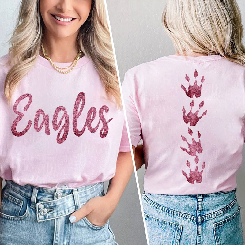 Personalized Mascot And Paw Game Day Teacher Two Sided T-Shirt