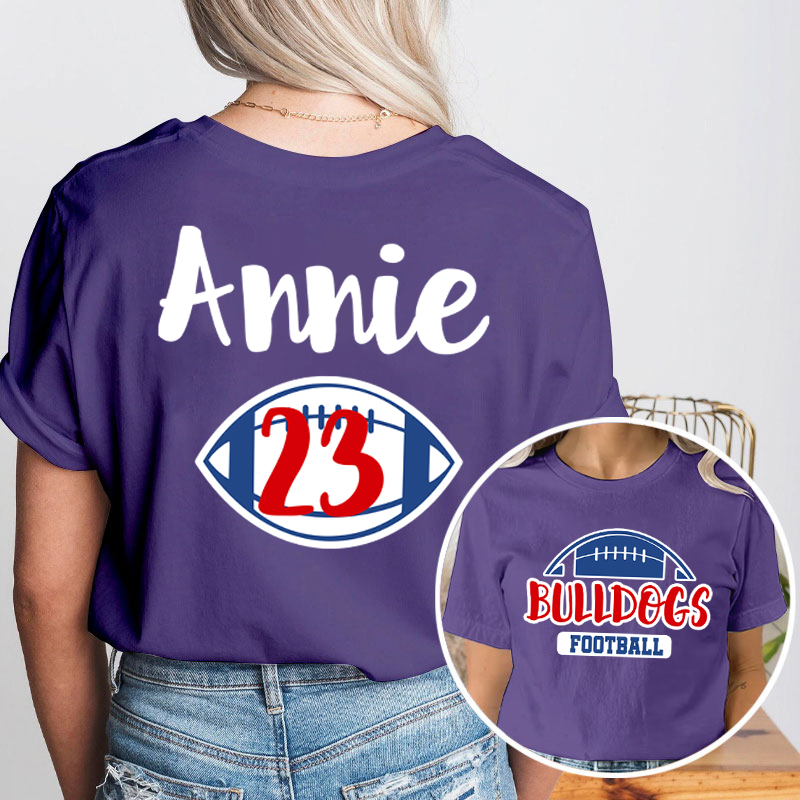 Personalized Mascot Sport Your Name And Number Game Day Teacher Two Sided T-Shirt