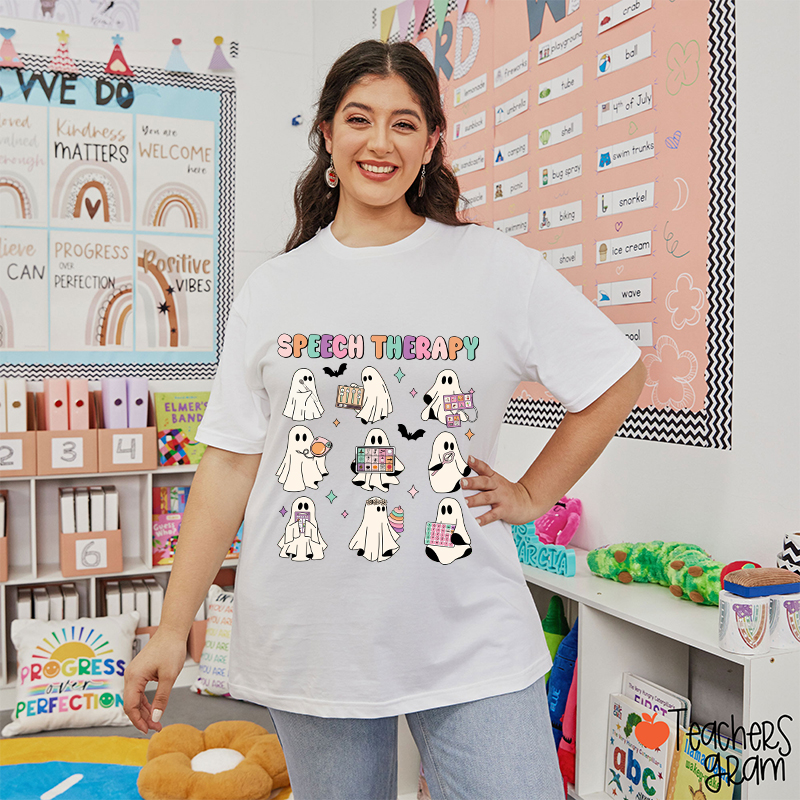 Speech Therapy Cute Ghosts Teacher T-Shirt