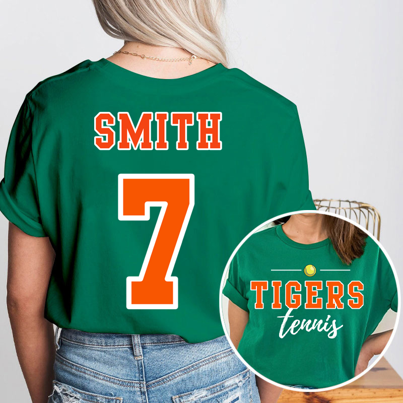 Personalized Mascot Sport Name And Number Game Day Teacher Two Sided T-Shirt