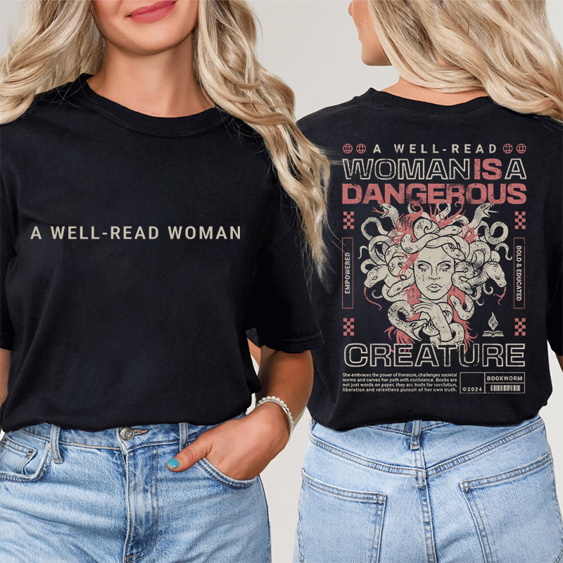 A Well Read Woman Teacher Two Sided T-Shirt