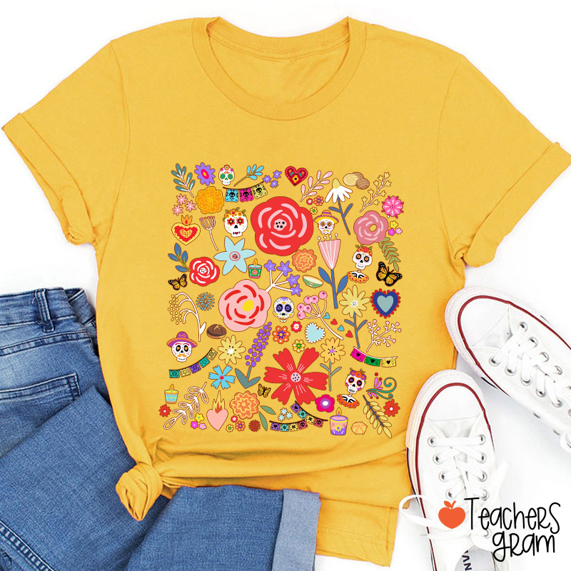 Dia De Los Muertos Mexican Art Spanish Teacher T-Shirt