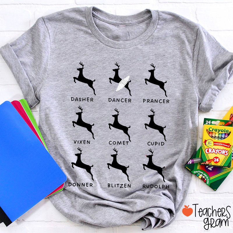 Dancing Reindeer Teacher T-Shirt