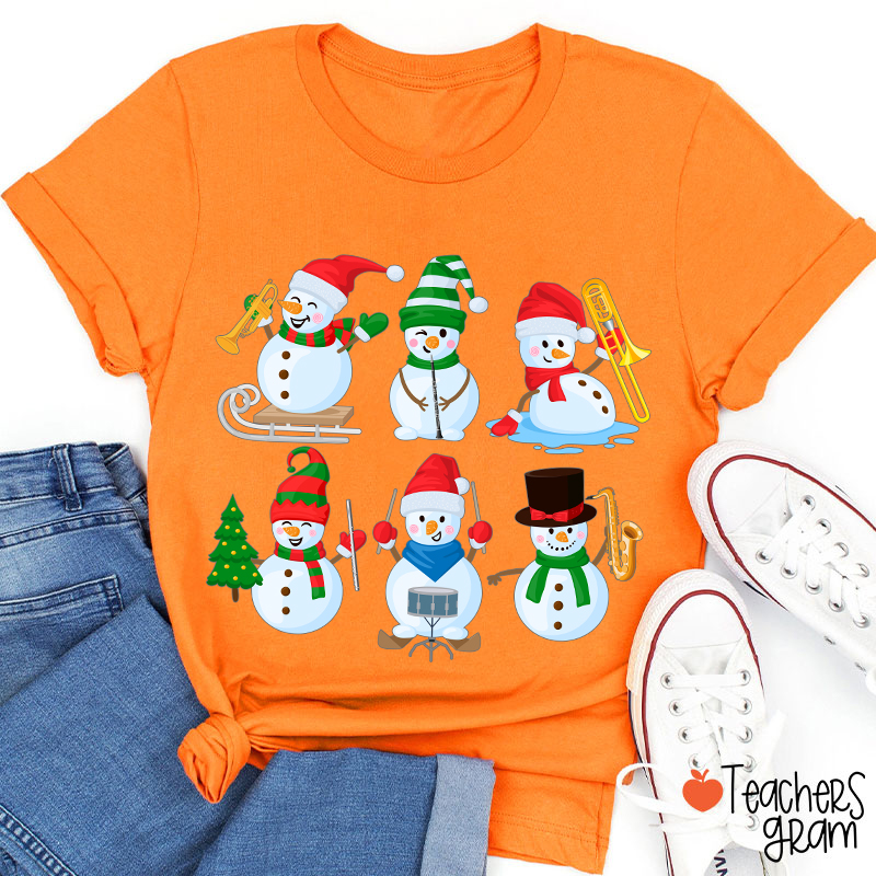 Snowman Band Christmas Teacher T-Shirt