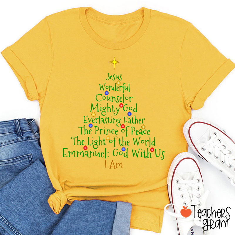Jesus Wonderful Christmas Tree Teacher T-Shirt