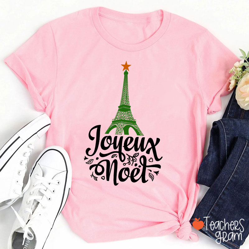 Eiffel Tower Joyeux Noël French Teacher T-Shirt