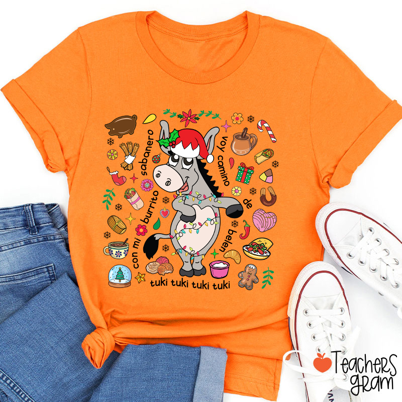 Con Mi Burrito Sabanero Voy Camino Belén Spanish Teacher T-Shirt