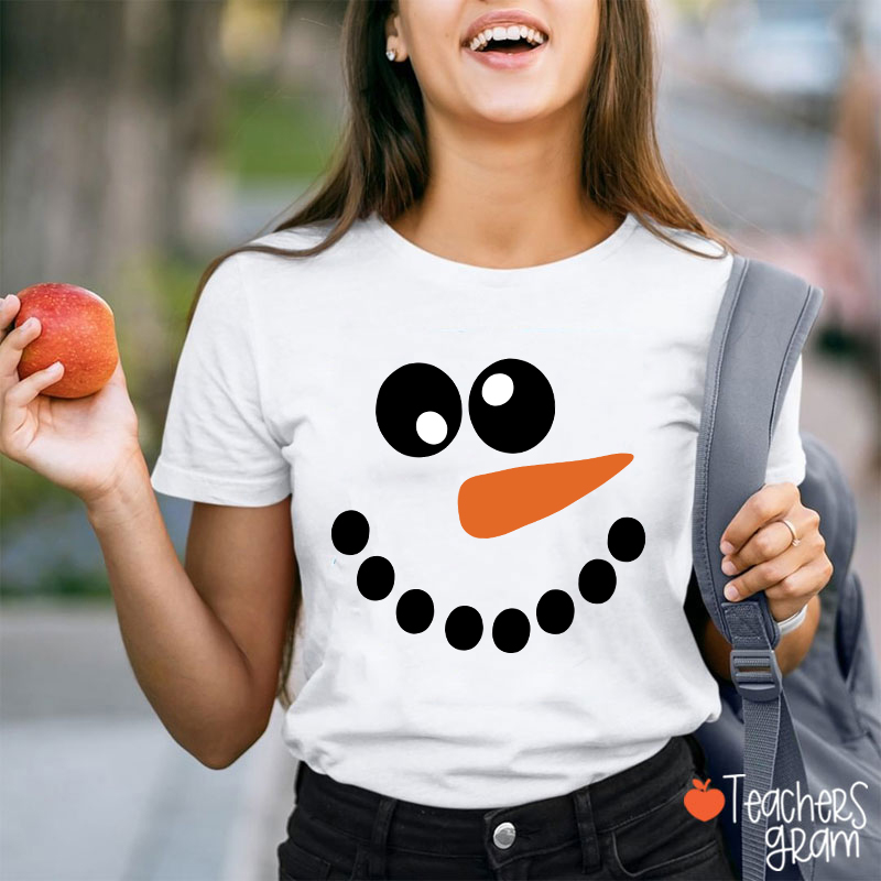 Personalized Cute Snowman Face Teacher T-Shirt
