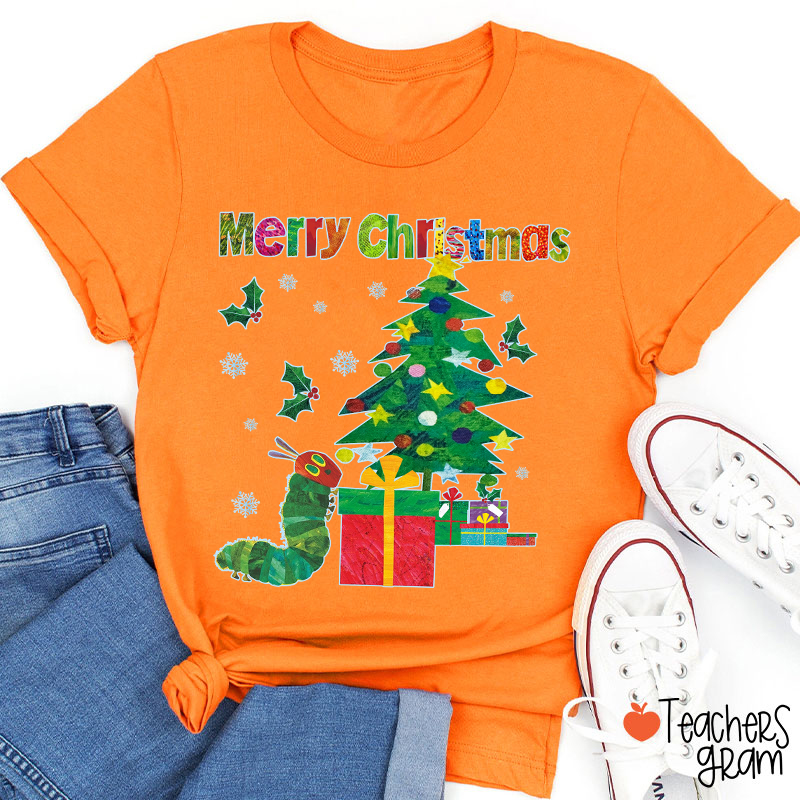 Very Hungry Caterpillar Merry Christmas Teacher T-Shirt